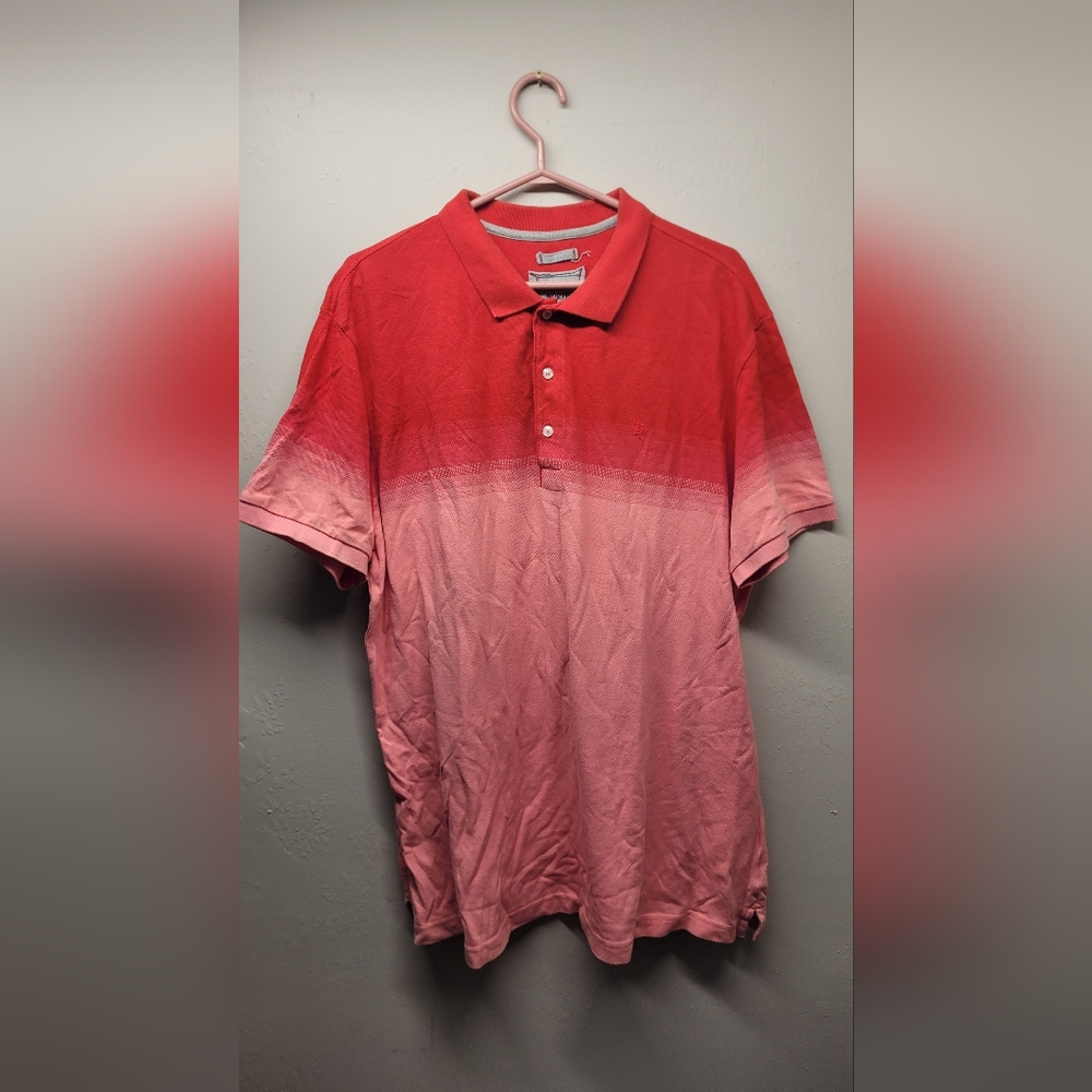 Mens XL Hudson North Ombre red pink golf shirt tee t-shirt collared
